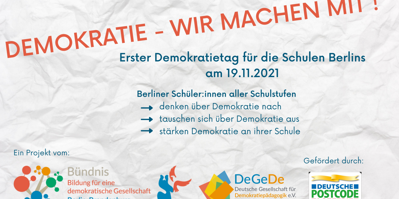 Presseerklärung: Erster Demokratietag für die Schulen Berlins am 19.11.2021 mit Eröffnungsvideo