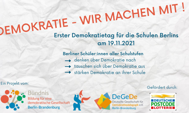 Presseerklärung: Erster Demokratietag für die Schulen Berlins am 19.11.2021 mit Eröffnungsvideo
